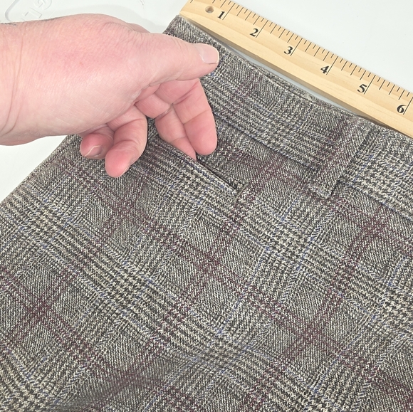 Brax Feel Good Men's Gray Brown Plaid Pants Size 40x34 I-3318 - Picture 8 of 13